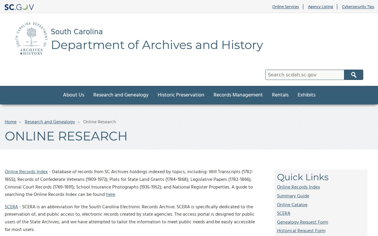South Carolina city directory research: Archives index and digital record gateway